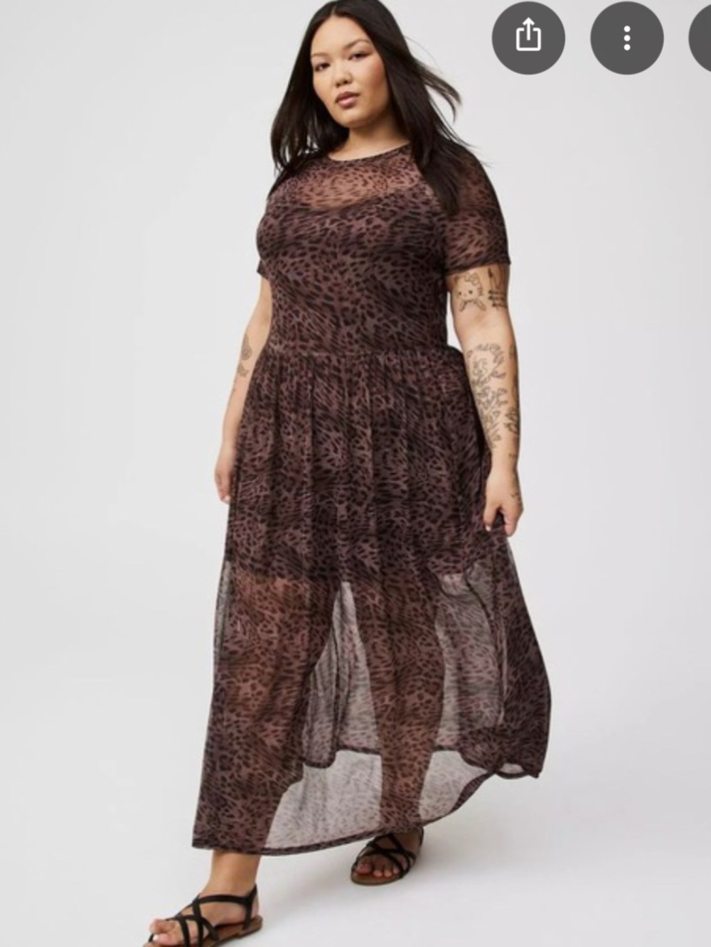 TORRID Brown Leopard Print Mesh Maxi Dress with Slip Size 00 NWT
